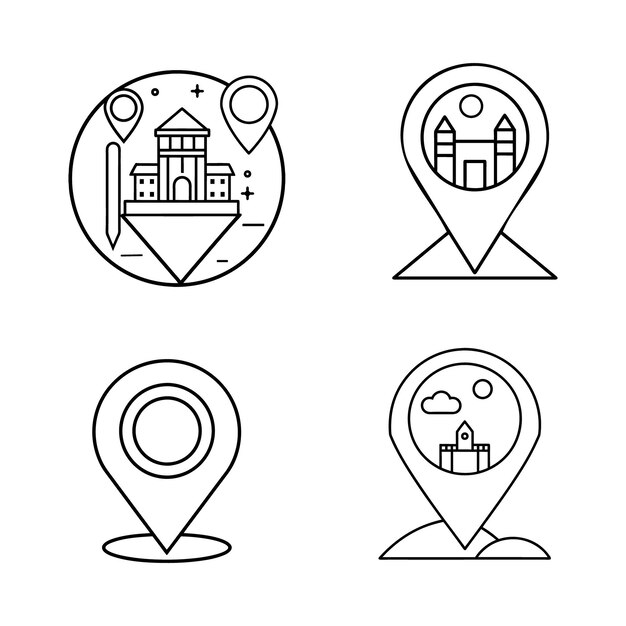 Ilustración vectorial de línea de icona de ubicación
