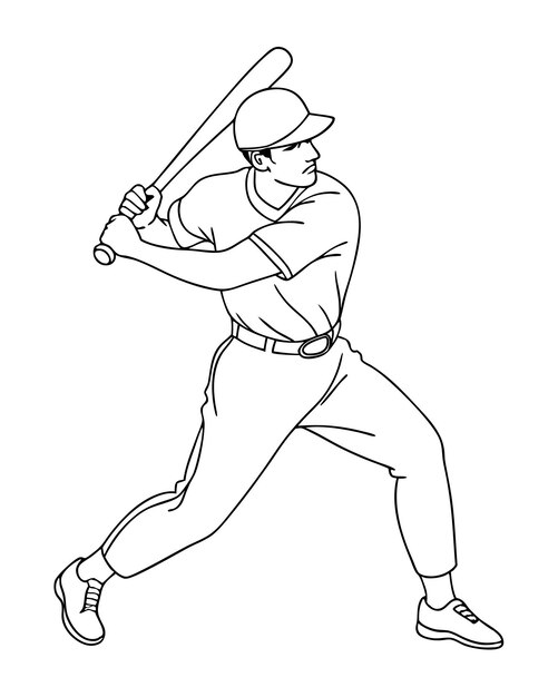 Ilustración vectorial de la línea del jugador de béisbol