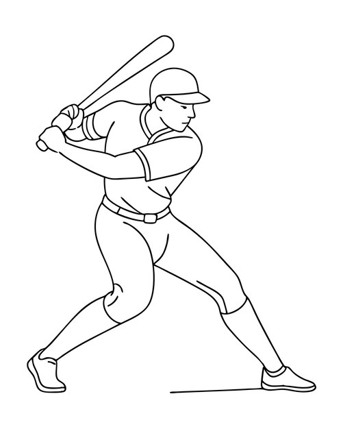 Ilustración vectorial de la línea del jugador de béisbol