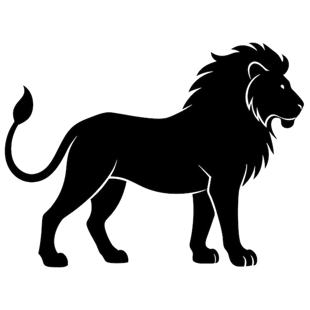 Ilustración vectorial de línea de leones carnívoros