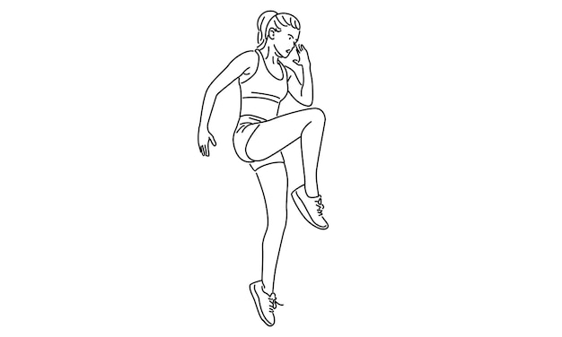 Ilustración vectorial de la línea de la mujer que se estira