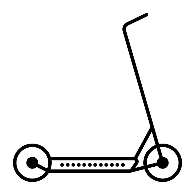 Ilustración vectorial de línea negra de scooter eléctrico Pictograma de vista lateral de transporte móvil moderno