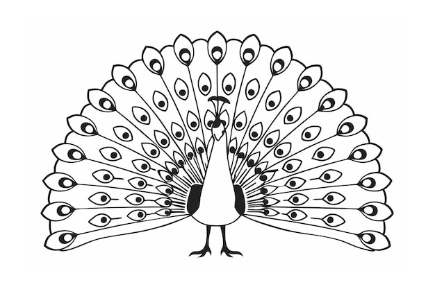 Ilustración vectorial de la línea de pavo real