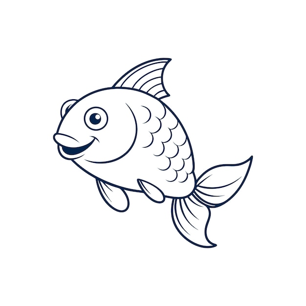 Ilustración vectorial de la línea de peces