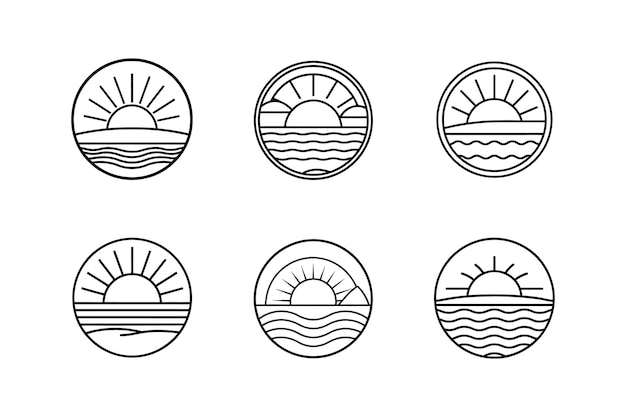Ilustración vectorial de la línea de la puesta de sol