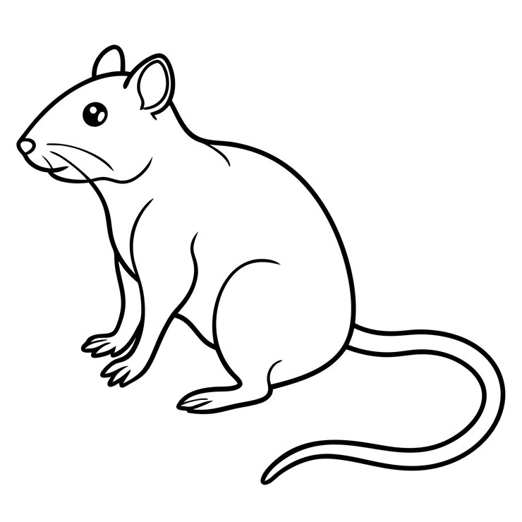 Vector ilustración vectorial de línea de rata mínima y simple fondo blanco aislado