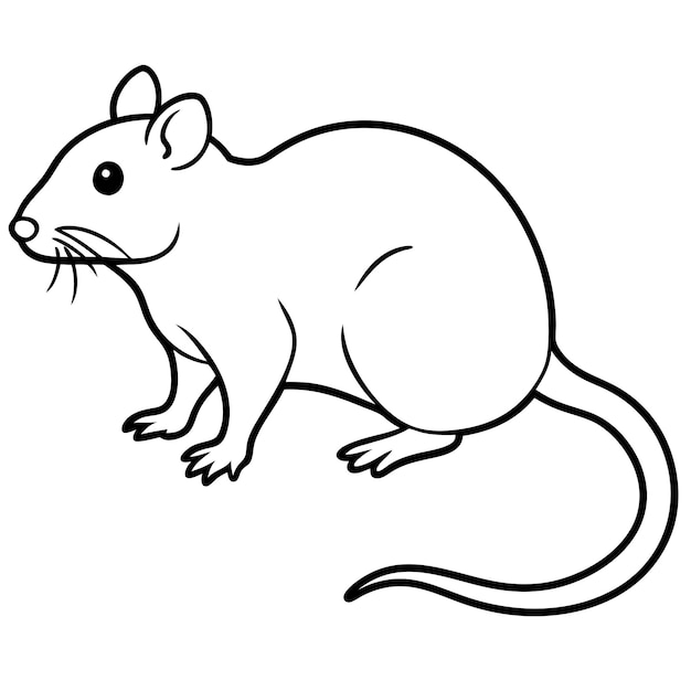 Ilustración vectorial de línea de rata mínima y simple fondo blanco aislado