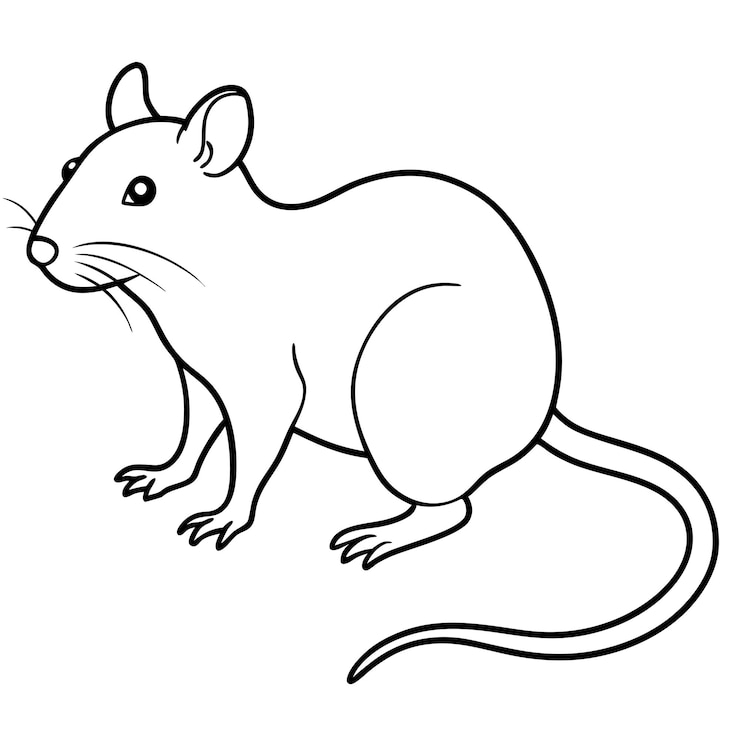 Vector ilustración vectorial de línea de rata mínima y simple fondo blanco aislado