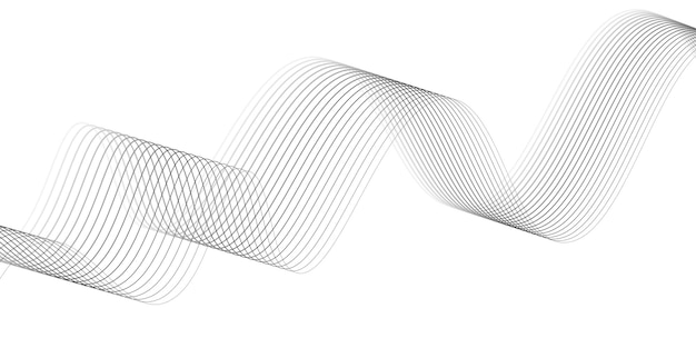 Ilustración vectorial de una línea de rayas de gradiente negro abstracto sobre un fondo blanco