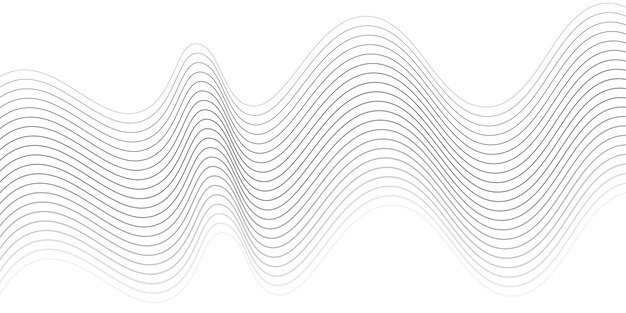 Ilustración vectorial de una línea de rayas de gradiente negro abstracto sobre un fondo blanco