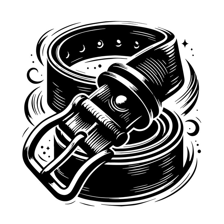 Vector ilustración vectorial de línea de silueta de cinturón sobre fondo blanco