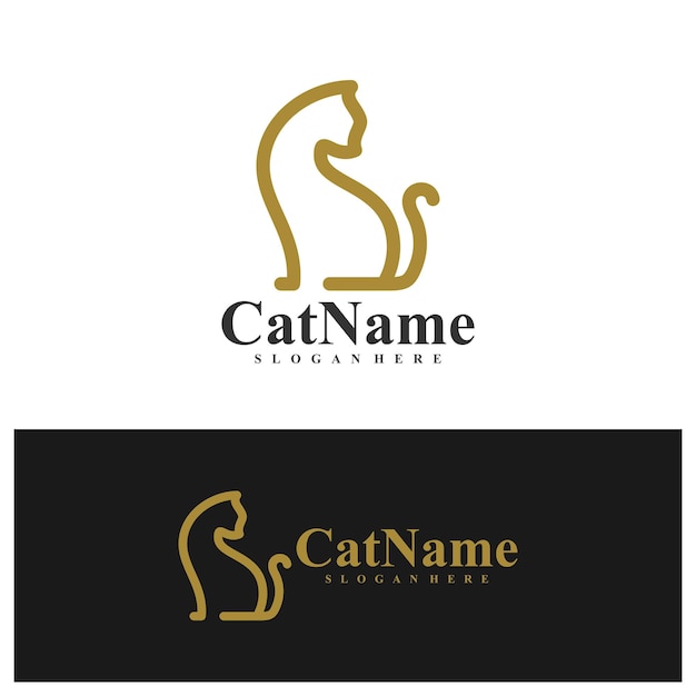 Ilustración vectorial de la línea simple del logotipo de Cat plantilla de concepto de diseño del logotipio de Cat