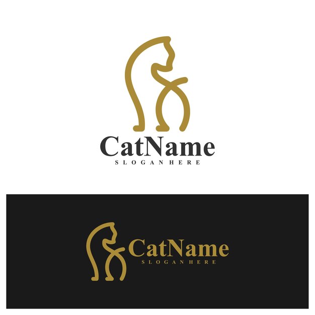 Ilustración vectorial de la línea simple del logotipo de Cat plantilla de concepto de diseño del logotipio de Cat