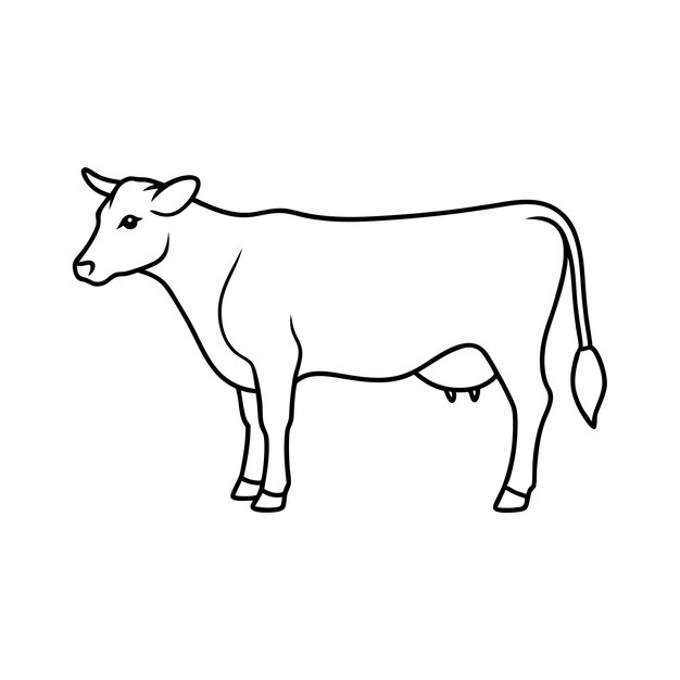 Ilustración vectorial de la línea de la vaca