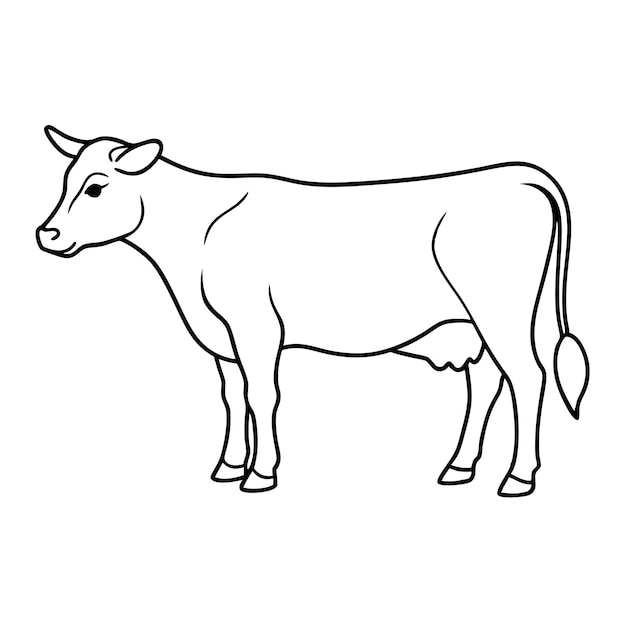 Ilustración vectorial de la línea de la vaca