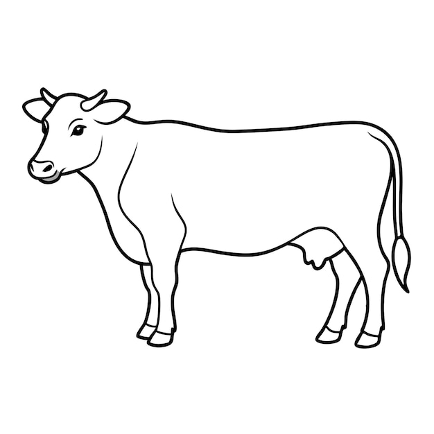 Ilustración vectorial de la línea de la vaca