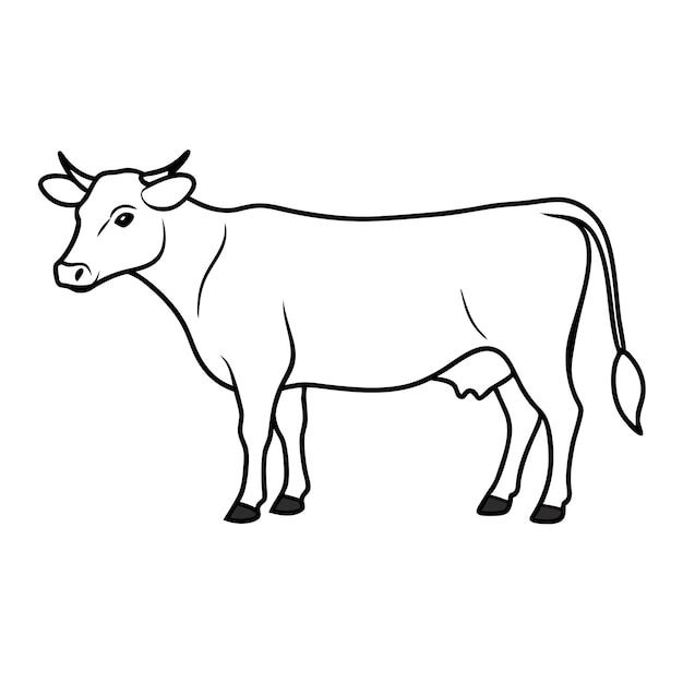 Ilustración vectorial de la línea de la vaca