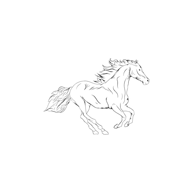 Vector ilustración vectorial de línea de vector de caballo