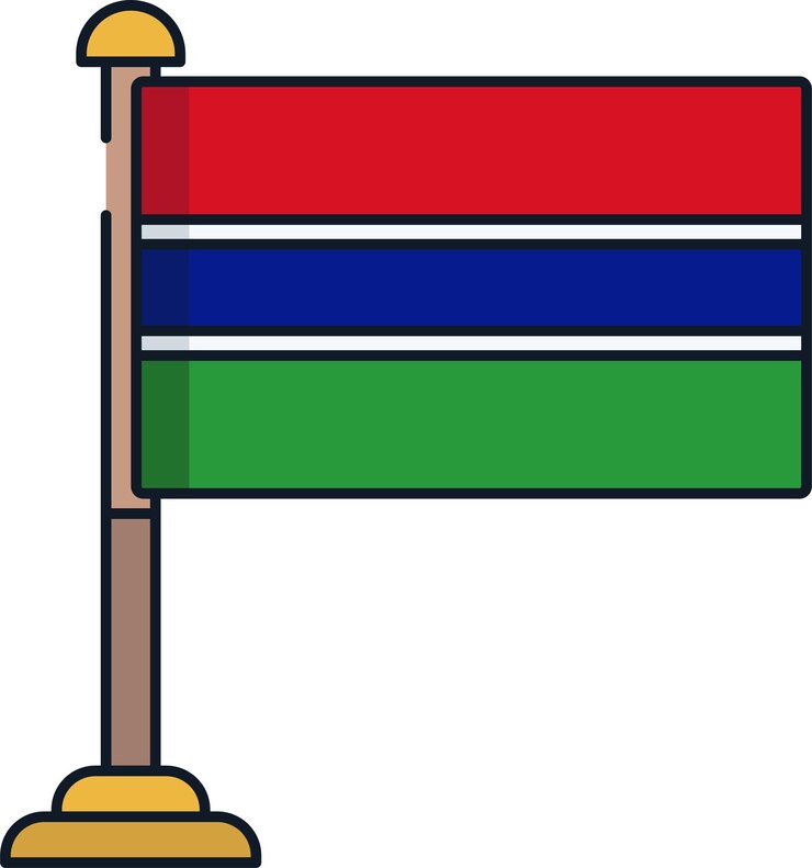 Vector ilustración vectorial lineal de color de la bandera de gambia