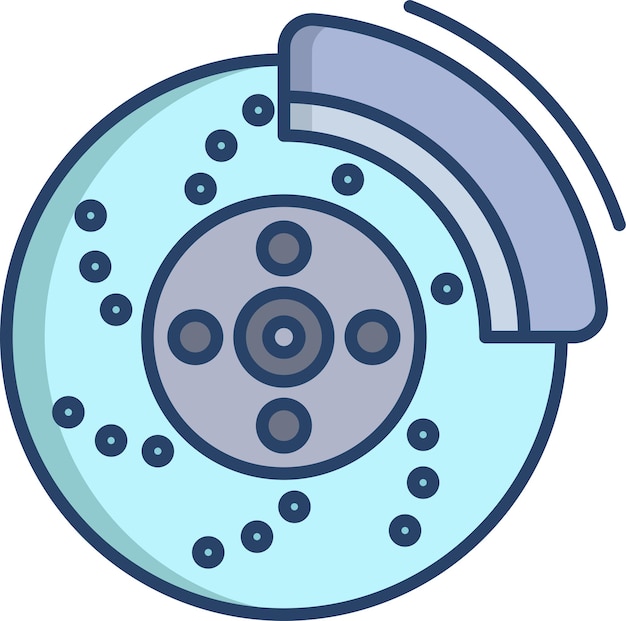 Ilustración vectorial lineal de color de frenos de disco sólido
