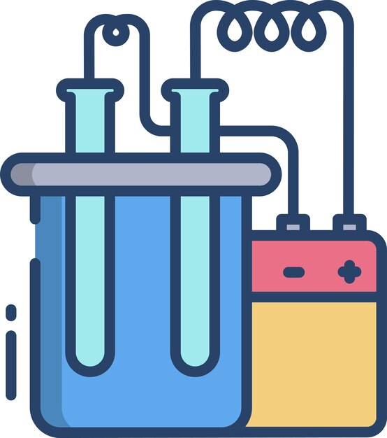 Ilustración vectorial lineal de color de pruebas químicas sólidas
