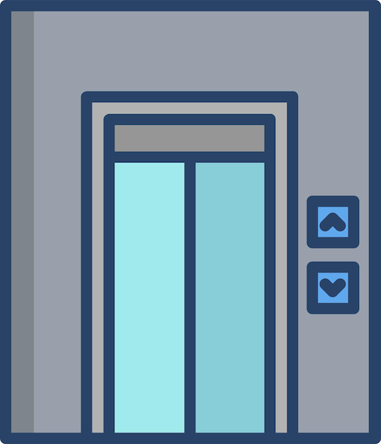 Ilustración vectorial lineal de color sólido de los ascensores