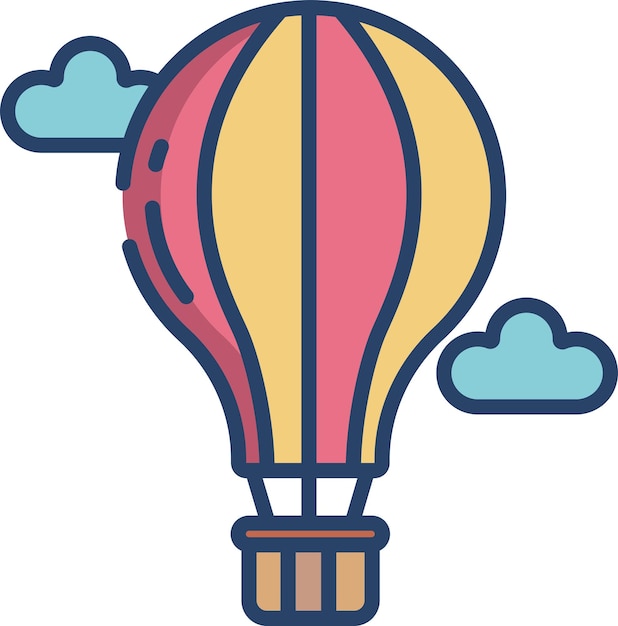 Ilustración vectorial lineal de color sólido de globos de aire caliente