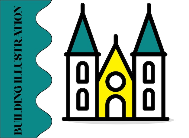 Ilustración vectorial lineal de un edificio