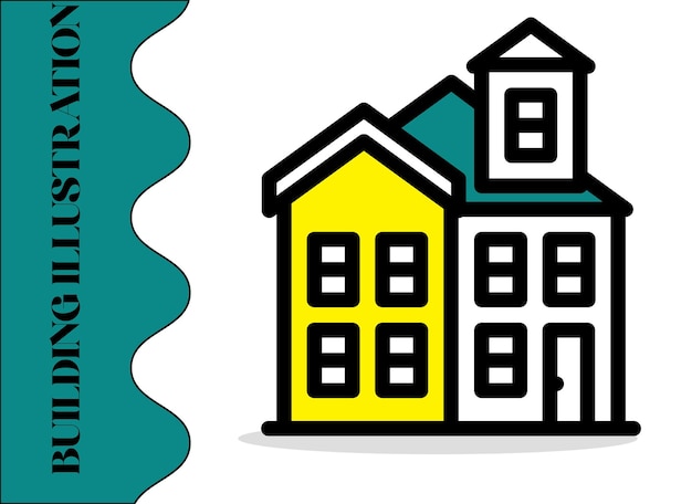 Ilustración vectorial lineal de un edificio