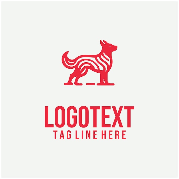 Ilustración vectorial lineal del logotipo del perro