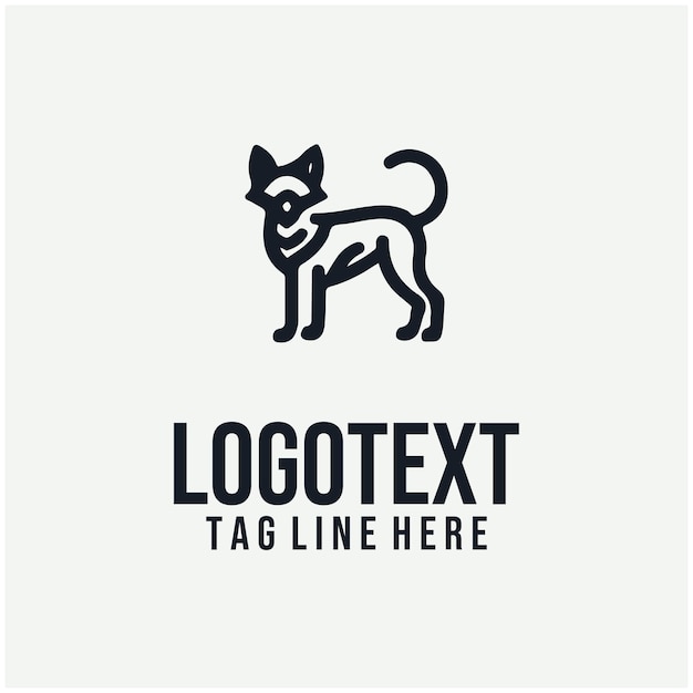 Ilustración vectorial lineal del logotipo del perro