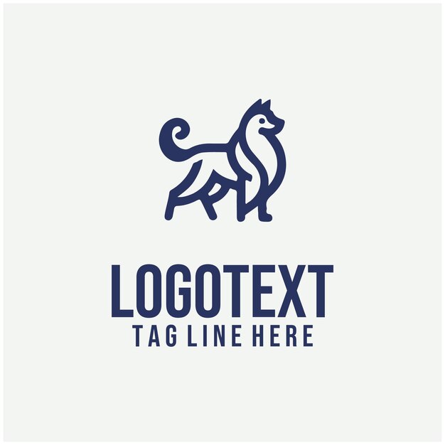 Ilustración vectorial lineal del logotipo del perro