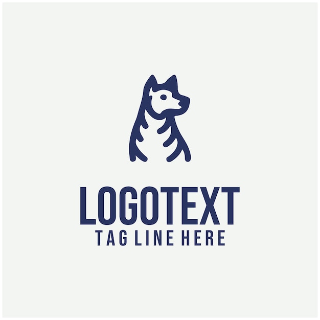 Ilustración vectorial lineal del logotipo del perro
