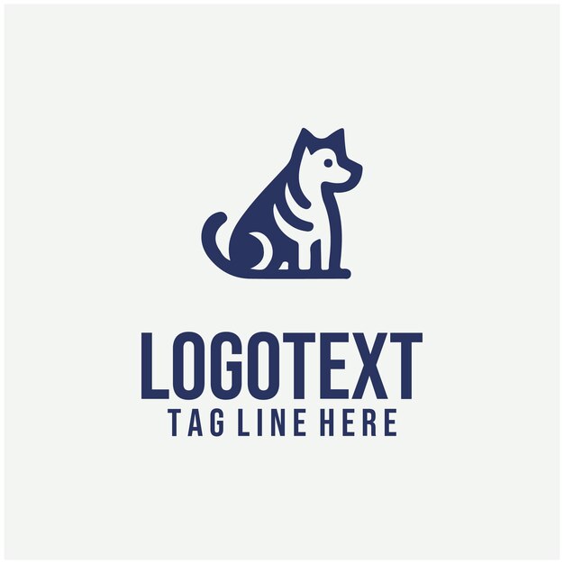 Ilustración vectorial lineal del logotipo del perro