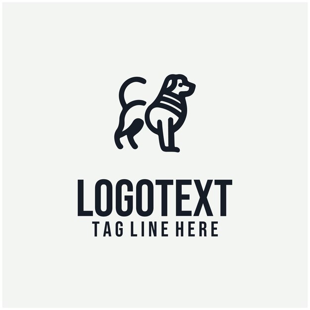 Ilustración vectorial lineal del logotipo del perro