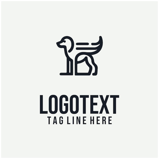 Ilustración vectorial lineal del logotipo del perro