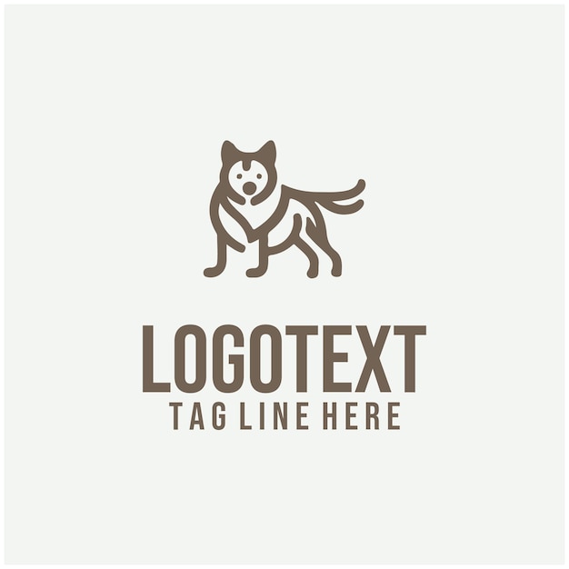 Ilustración vectorial lineal del logotipo del perro