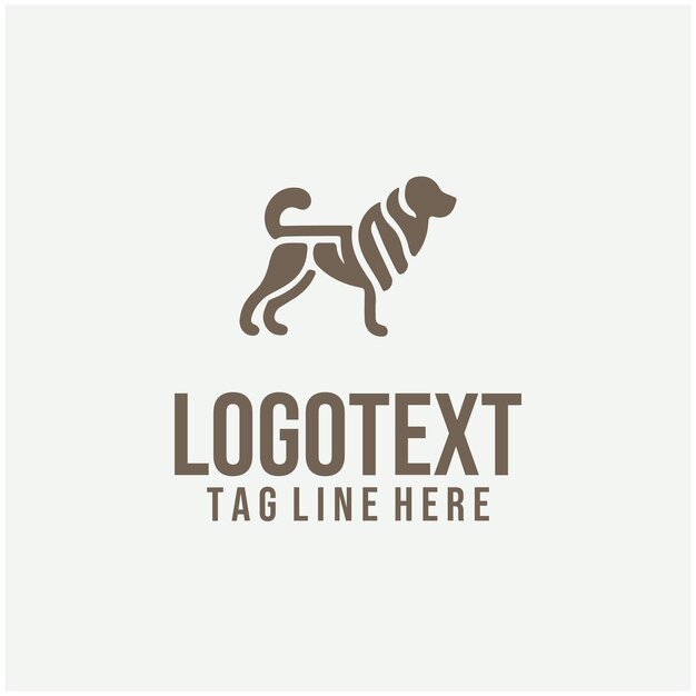 Ilustración vectorial lineal del logotipo del perro