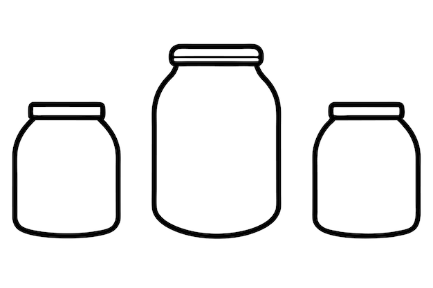 Ilustración vectorial de líneas de arte de vasos de vidrio de tres tamaños diferentes