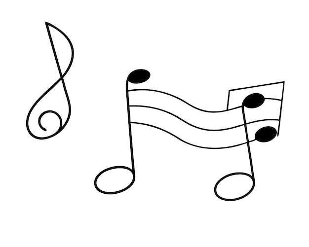 Ilustración vectorial de líneas artísticas de notas musicales continuas