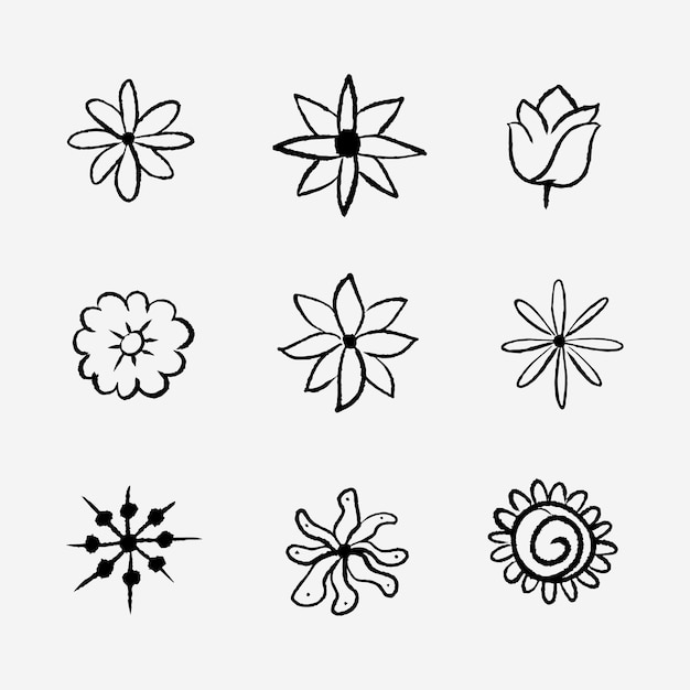 Vector ilustración vectorial de líneas de dibujos de flores