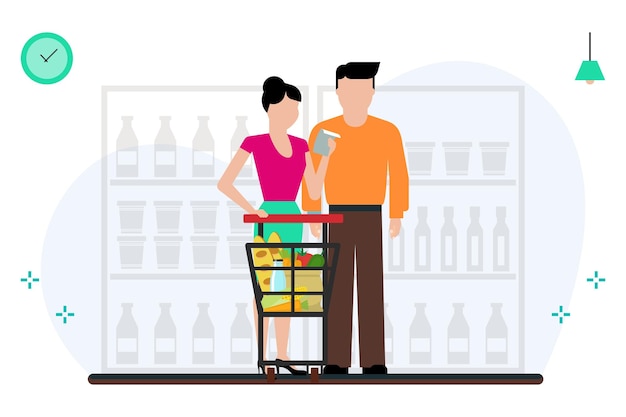 Ilustración vectorial de la lista de comestibles restante