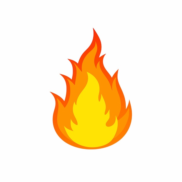 Ilustración vectorial de llamas de fuego fondo blanco aislado