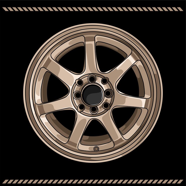Vector ilustración vectorial de llantas de automóviles doradas