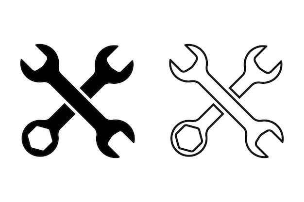 Ilustración vectorial de llave inglesa con iconos de llave cruzada