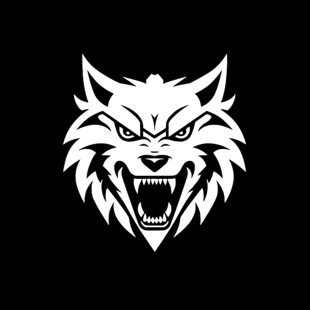 Vector ilustración vectorial de lobo blanco y negro