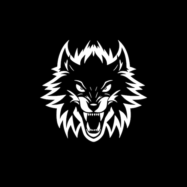 Ilustración vectorial de lobo blanco y negro