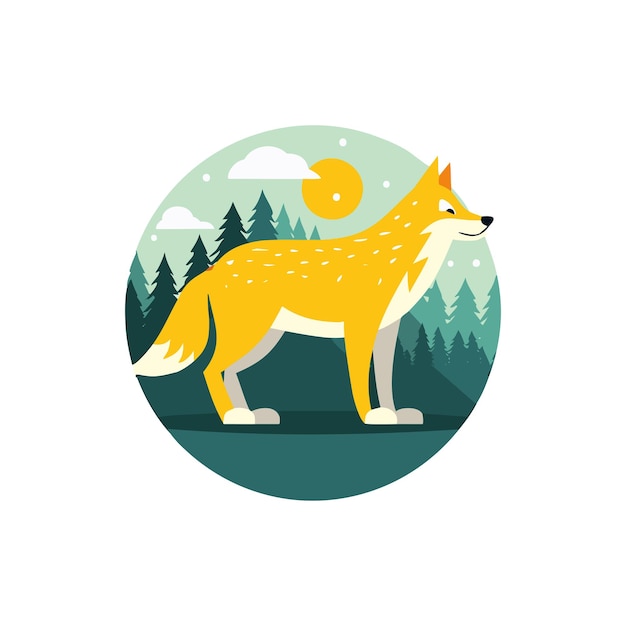 Ilustración vectorial de un lobo Caracter y icono de colores de animales lindos