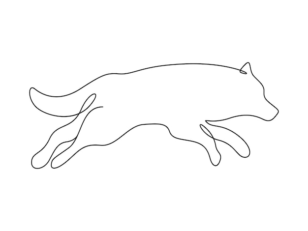 Ilustración vectorial del lobo en una línea continua