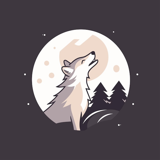 Ilustración vectorial de un lobo a la luz de la luna Diseño para camiseta y otros usos